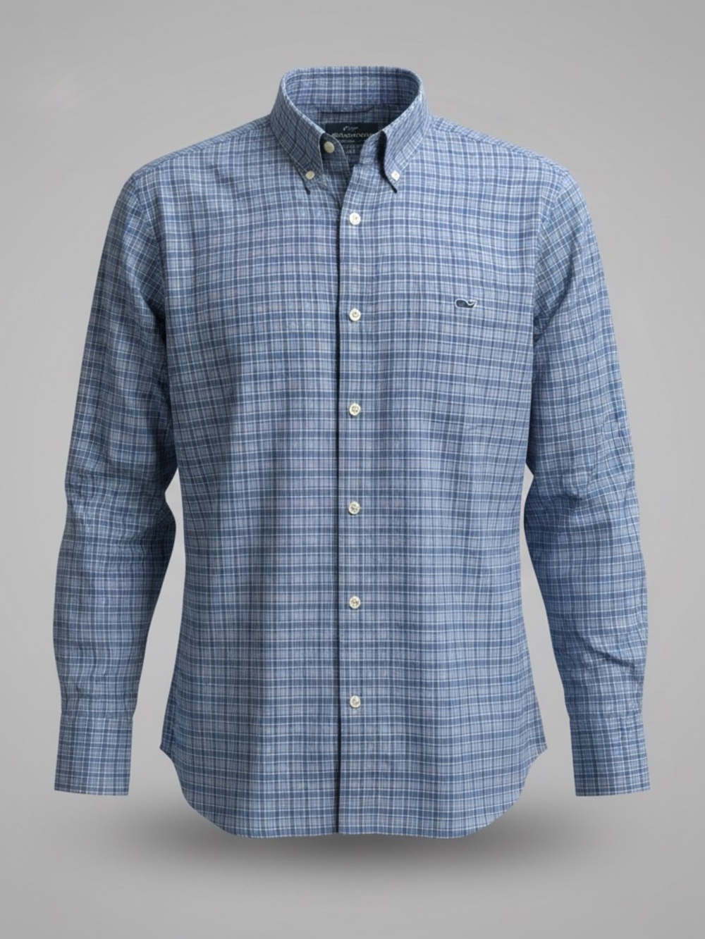 Vineyard Vines Performance Button Down Shirt Mens XL Blue Plaid Stretch Whale